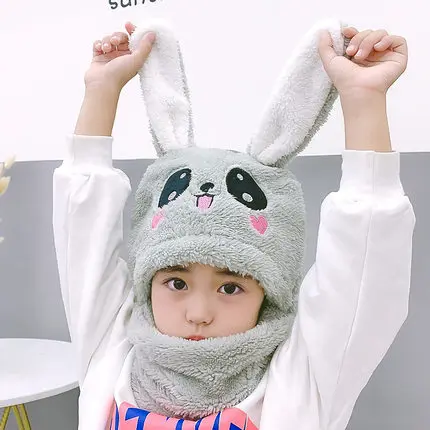 Cartoon Hat for Girls Boys Scarf Thicken CapBaby hat ear cap Autumn and winter children\'s hat neck one super cute cute