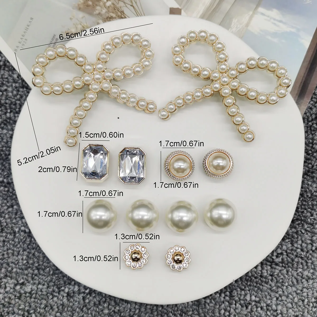 12PCS Flower Shoe Charms Bling Geometric Square Shoe Buckles Decorations Bowknot Shoe Accessories DIY Mutlifunctional Shoe Clips image 4