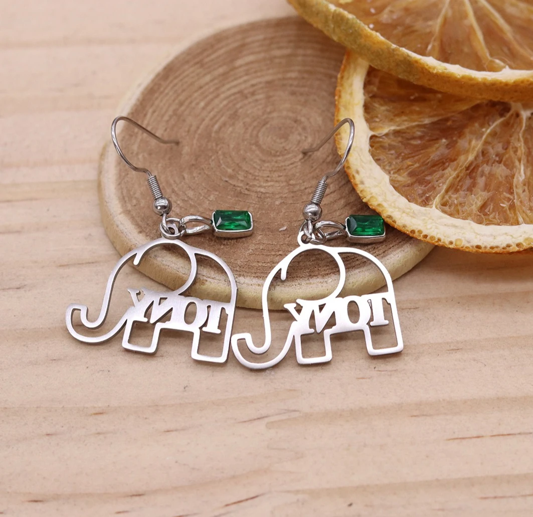 

Personalized Hollow Elephant Earrings Custom Name Stainless Steel Waterproof Pendant Earrings for Women's Unique Jewelry Gifts