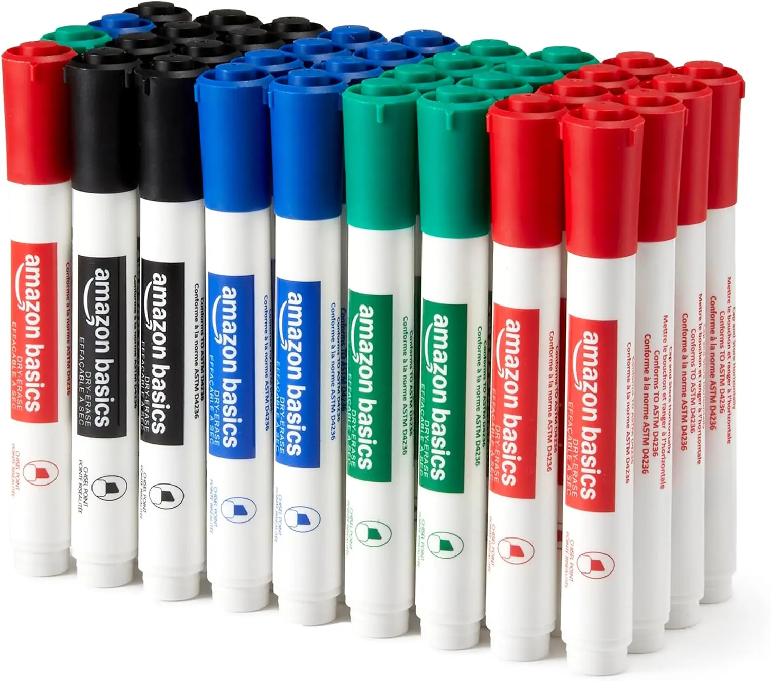 

Low-Odor Dry Erase Whiteboard Markers, Chisel Tip, Quick-Dry, 36-Pack Assorted Colors for Classroom Office Home