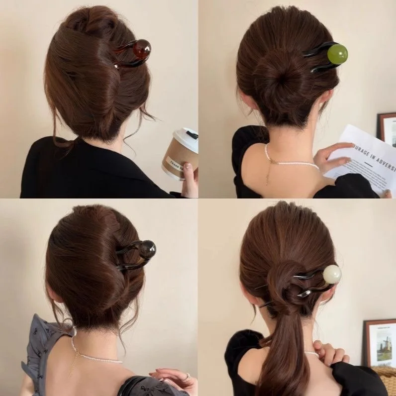 2026 New Fashion U-Shaped Hairpin Hair Fork Trendy Acrylic Material Hair Clip for Women Girls Retro Headwear Accessories