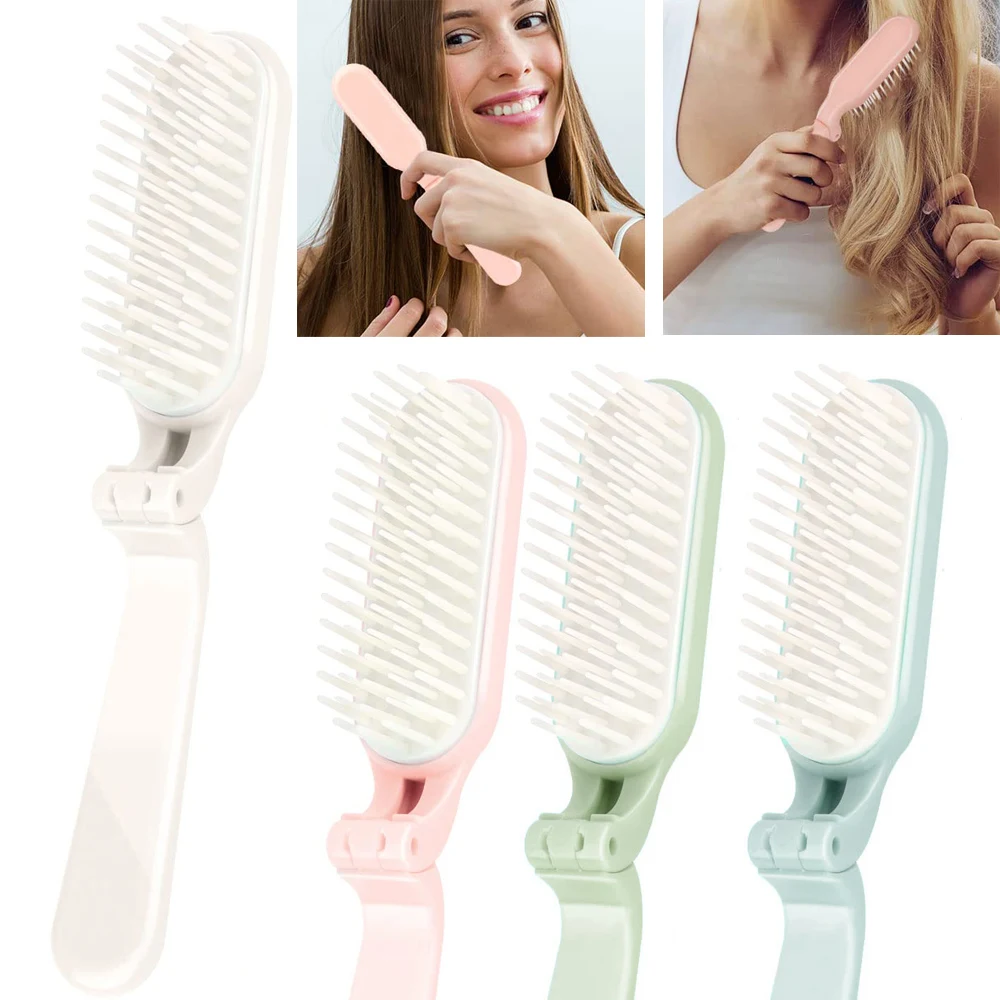 

Portable Can Be Folded Hair Brush Small Fresh Soft Bristles Hairbrush Head Prevent Static Fine Teeth Hairdressing Massage Comb