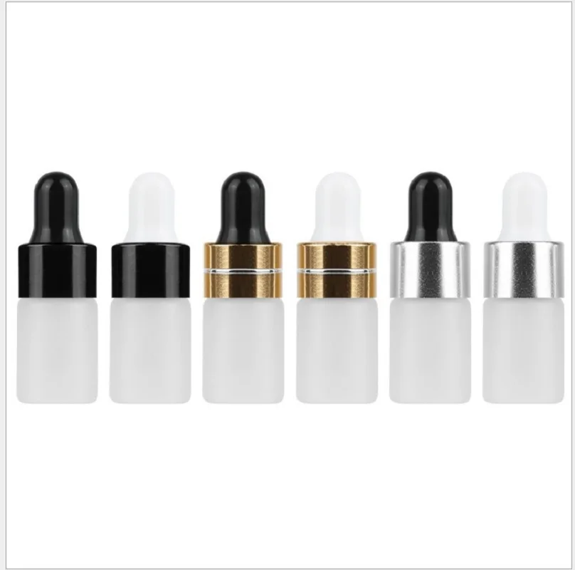 

1ML2ML3ML бутылка из матового стекла золото/серебро/черная крышка-капельница белая/черная колба для упаковки флаконов для тестирования образцов эфирного масла