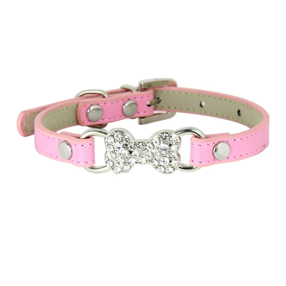 16 Colors Pink Red Cute Rhinestone Bone Dog Collar Pet Intimate Goods for small Dog Puppy Cat Leads Dogs Accessories Chihuahua