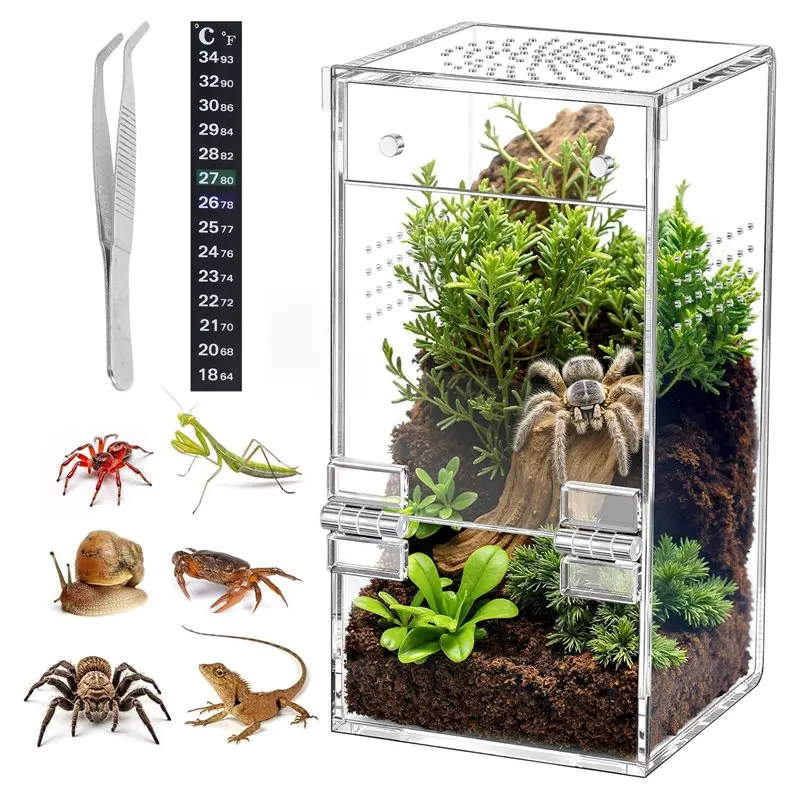 [A93Z!】 Acryl-Reptilienterrarium 360 °   Klares Design, einfache Montage und sicherer Haustierfreundlichkeit, für Taranteln, für