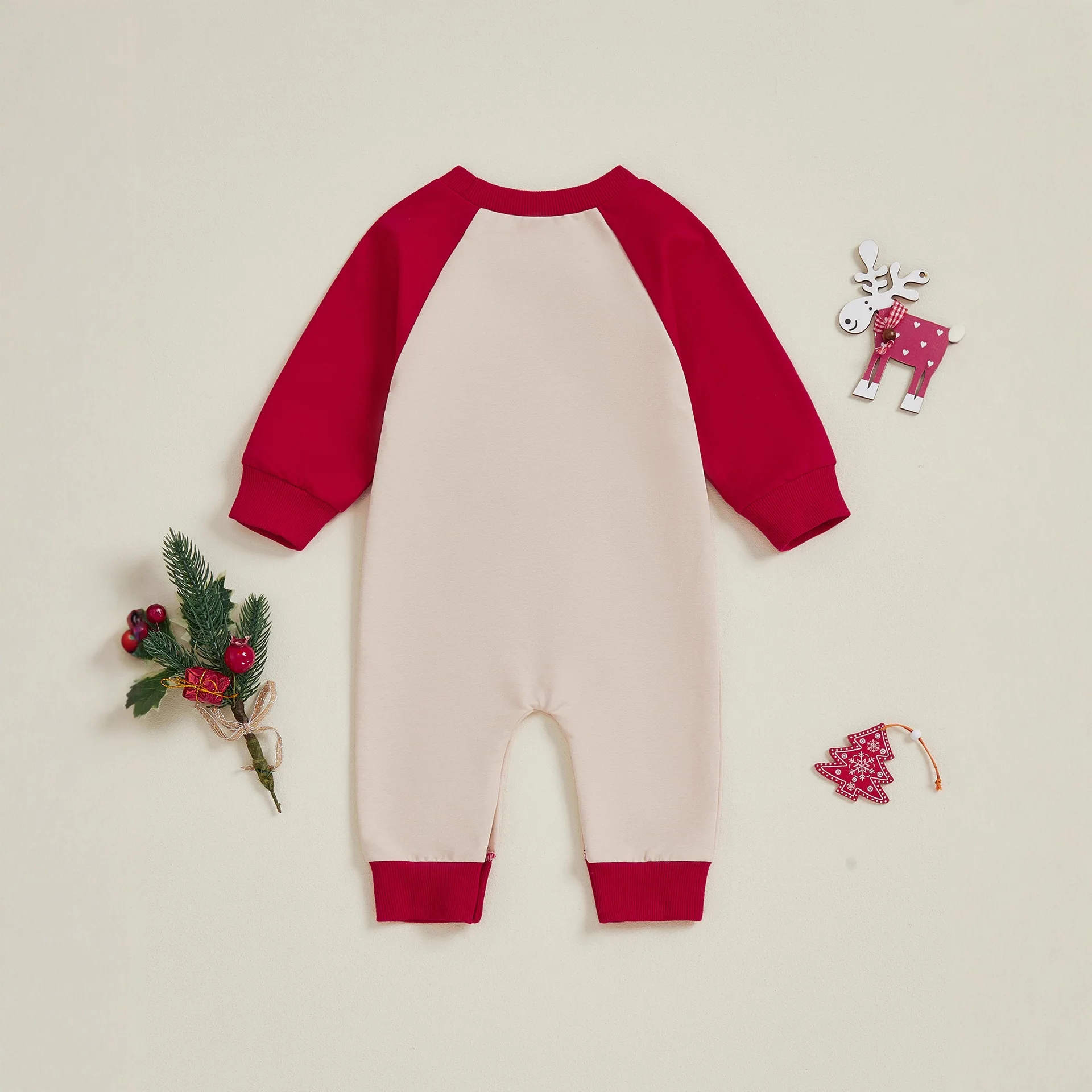 Romper New Spring and Autumn Girls' Christmas Tree Embroidered jumpsuit with color blocked long sleeved climbing clothes