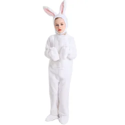 Rabbit Cosplay Costume Girls Boys Furry Cute Small White Rabbit Bunny Costume Halloween Carnival Outfit Jumpsuit Pajamas