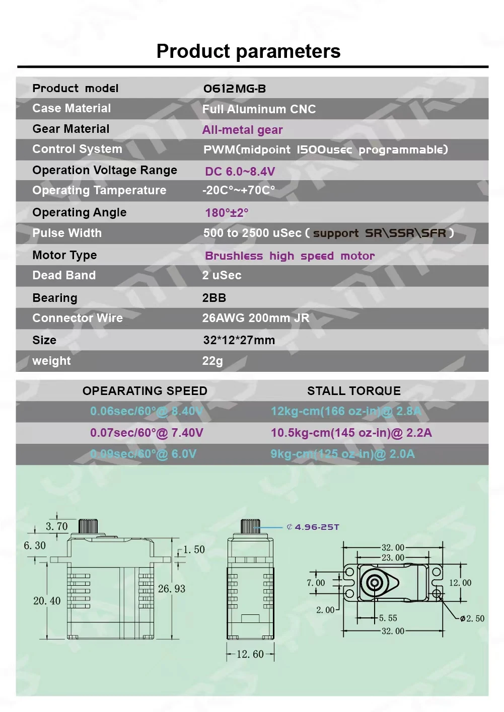 YANTRS Mini Micro Brushless Servo Programmable Reliable Super Speed 0.06S HV12KG High Torque Metal Digital Servo Wing Helicopter