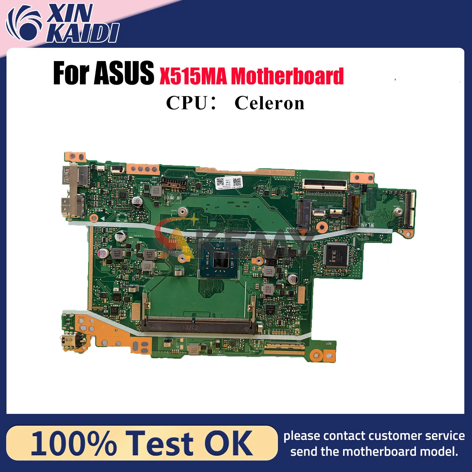 

X515MA Laptop Motherboard For ASUS VivoBook X515M X515MA Notebook Mainboard With Celeron CPU 100% tests OK fast shipping stk