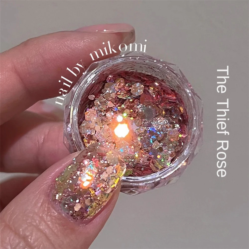 Hexagon Chunky Flakes Holographic Powder, Paillettes scintillantes, Verhéritage à ongles de Noël, Accessoires de manucure, N64.