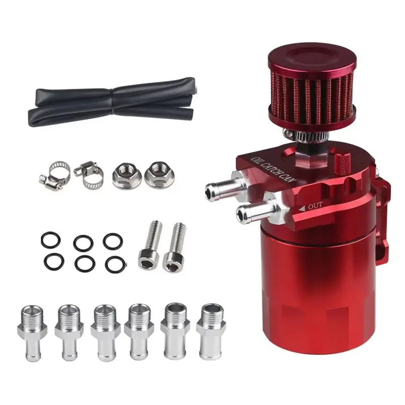 Aluminum Polish Car Oil Catch Can Tank Kit Baffled With Breather 300Ml Engine Air Oil Separator Reservoir Kit