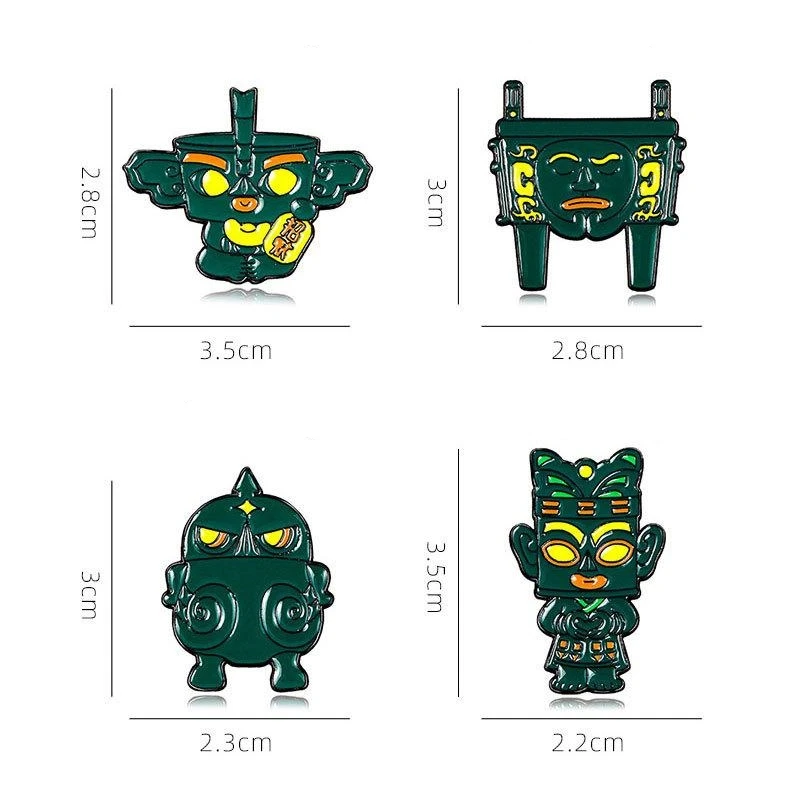 Cute Cartoon Sanxingdui Ruins Enamel Brooch Cultural Creative Industry Lapel Pin Souvenir Badge Backpack Clothing Hat Accessory