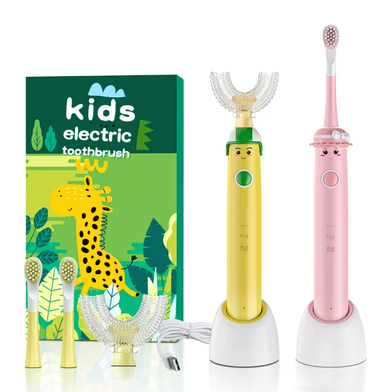 Rechargeable With 2 Soft Toothbrush Heads Children's Ultrasonic Smart Kids Sonic Electric Toothbrush Sets