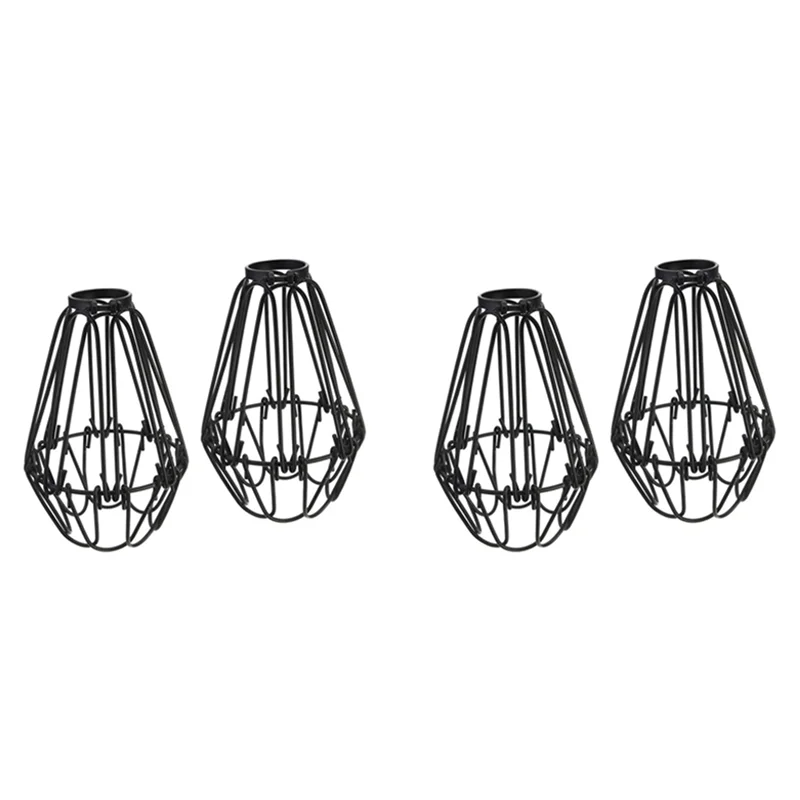 ABUP-Adjustable Wire Cage Lampshade, 4 Pack Metal Bird Cage Bulb Guard Island Pendant Lighting Fixture Drop Lamp Holder