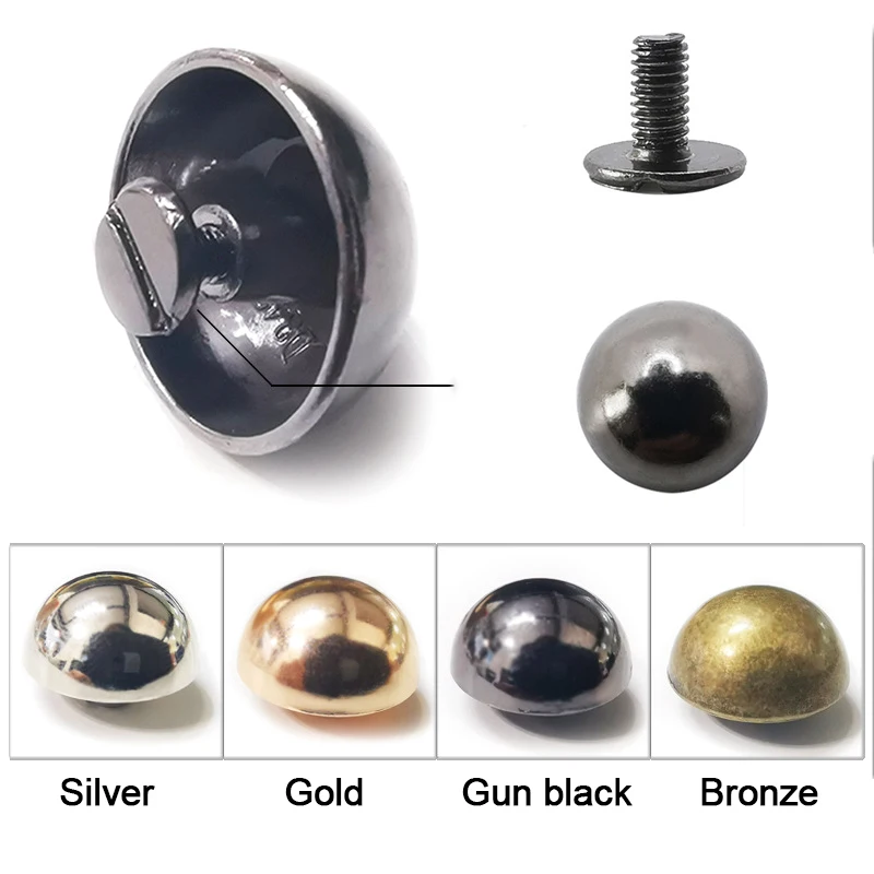 10pcs Dome Rivets Screws Round Head Studs Punk Spots Garment Leather Craft Belt Wallet Decoration Parts 8/10/12/20mm