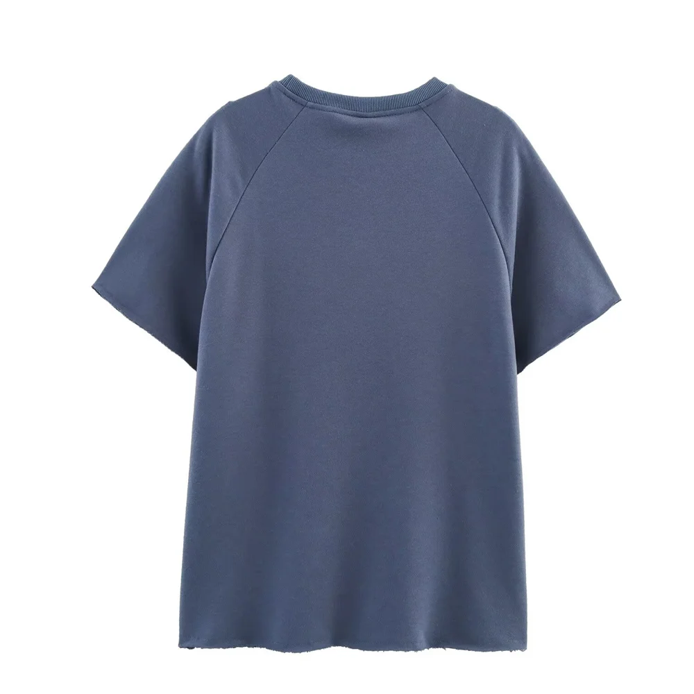 Zomermode T-shirt met ronde hals en korte mouwen met letterprint voor casual damesshorts