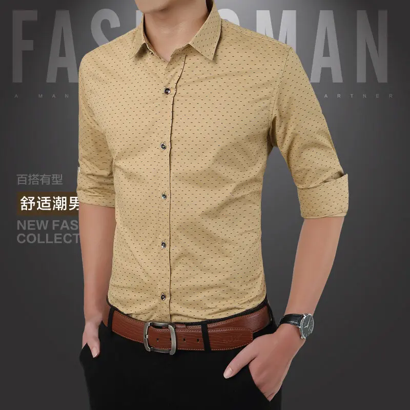 Stylish Printed Slim Shirts Business Casual Single-breasted Men\'s Clothing Turn-down Collar Spring Autumn New Long Sleeve Shirts