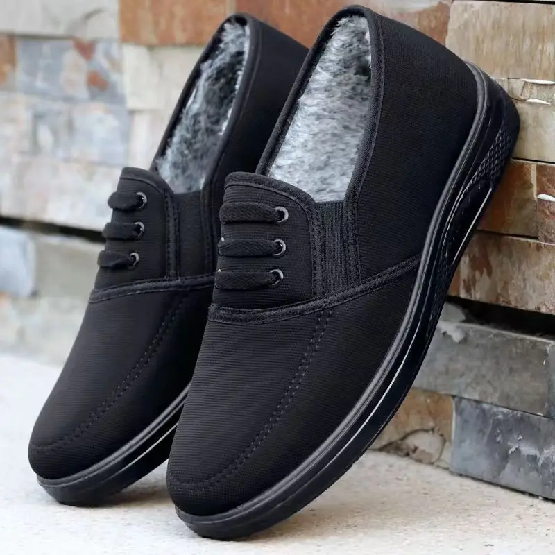 2026 Old Beijing Canvas Shoes Men Spring Summer Black Cloth Shoes Walking Running Driving Sneakers