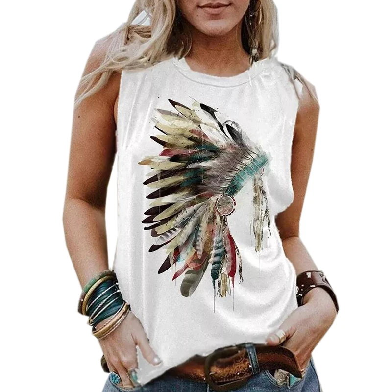 

Gothic Shirts Punk White Tank Top Print Harajuku Women Casual Tops Sleeveless Streetwear Vest Summer Y2k Clothes Black Gray Tee