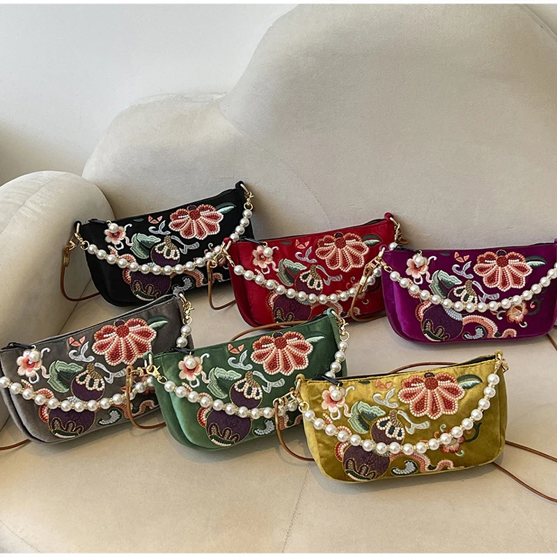 กระเป๋าสะพายข้างปักลายดอกไม้สไ - Vintage Fashion In Chinese บทวิจารณ์และราคา