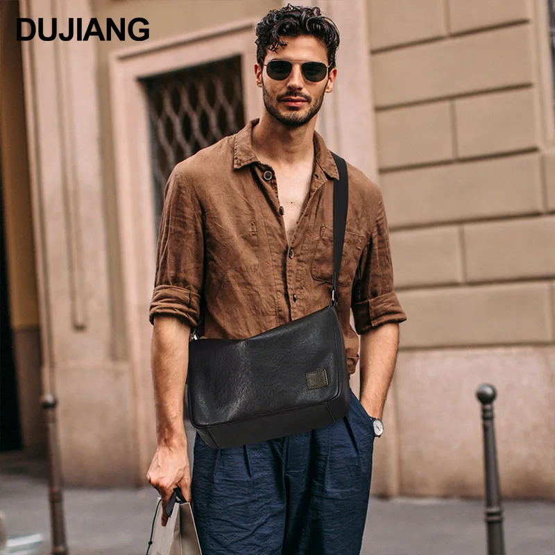 

Рюкзак через плечо из натуральной кожи, мужская мягкая сумка через плечо премиум-класса большой вместимости, квадратная уличная дорожная сумка через плечо