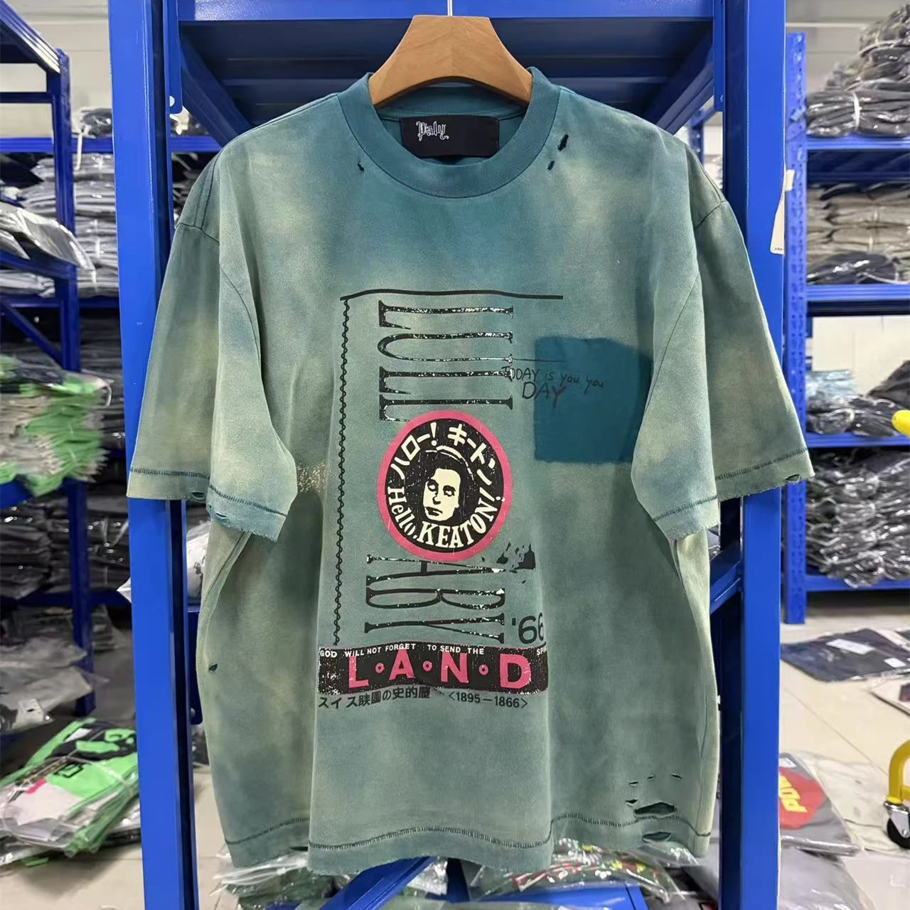 

Футболка Washed Paly FW26 GOD WILL NOT FORGET TO SEND THE L.A.N.D. для мужчин и женщин, футболка высшего качества, топы
