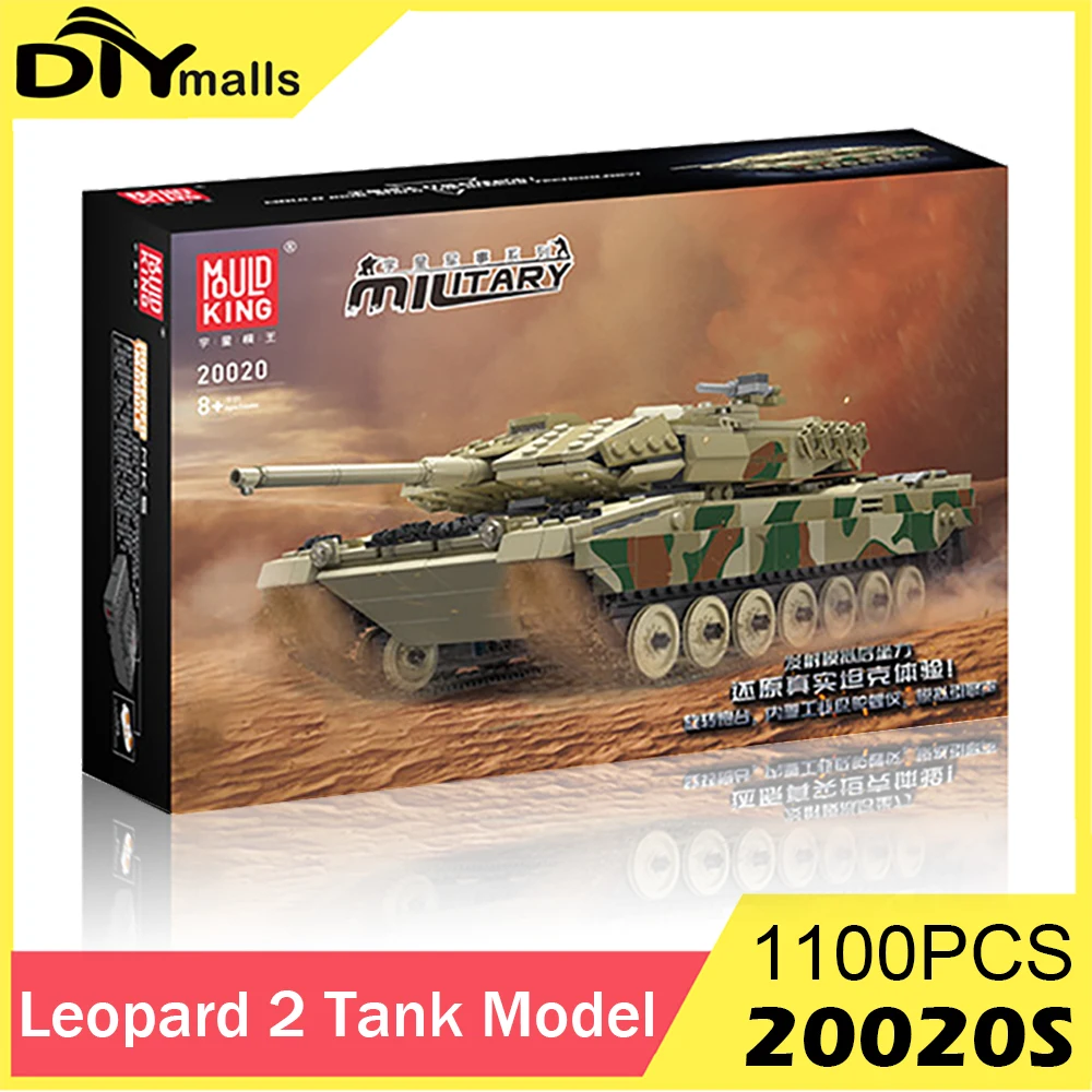 

MOLD KING 20020, Германия, леопард 2, модель основного боевого танка, строительные блоки, гоночный военный танк, конструкция, игрушка «сделай сам», детский Chri