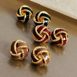 Kshmir French Vintage Metal Twisted Drip Glaze Enamel Earrings for Women Fashion Elegant Unique Jewelry Accessories