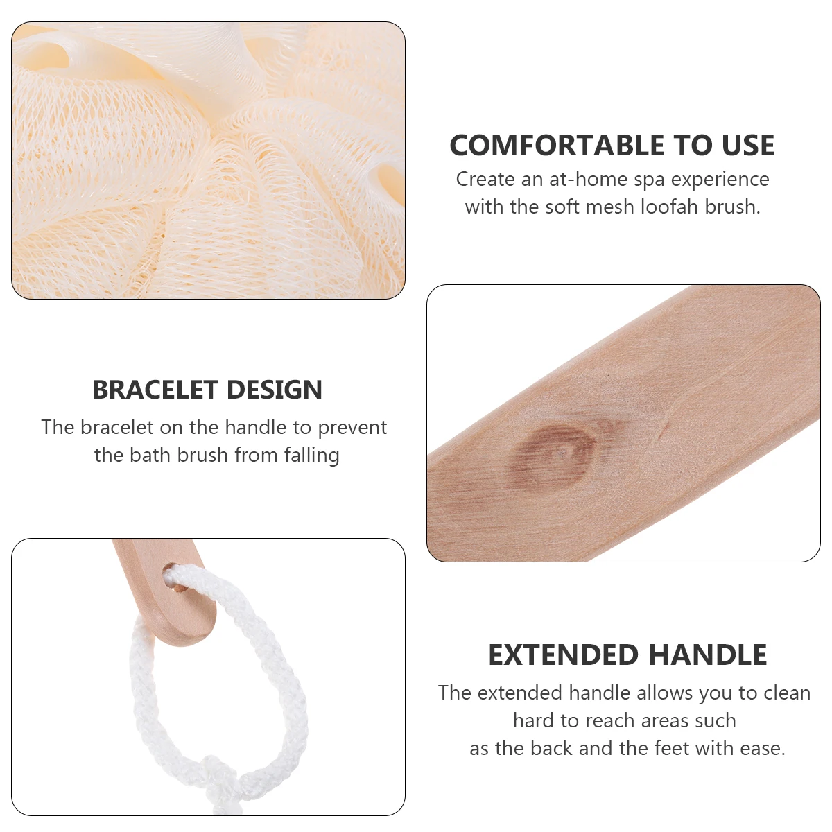 

Exfoliating Sponge Brush Bath Scrubber Loofah Shower Puff Handle Adult Wooden Back Man Soft Mesh Improving Circulation Skin