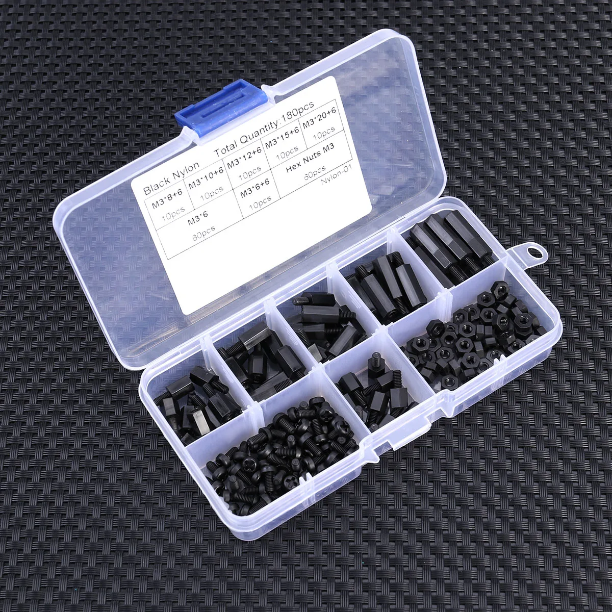 

180pcs Nylon Screws Set Nuts Kit Box Spacers Standoffs Durable Corrosion Resistant Compact Storage Plastic Diy