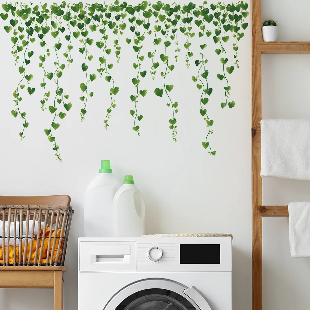Home Decoration Gift Green Plant Vine Wall Stickers Eucalyptus Leaves Decal Self-adhesive Mural Art Bedroom Ornament