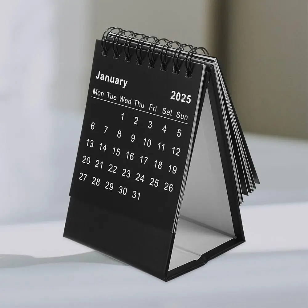 Creative 2024-2025 Calendar Simple Thick Paper Standing Flip Calendar To Do List Pocket Mini Desktop Calendar