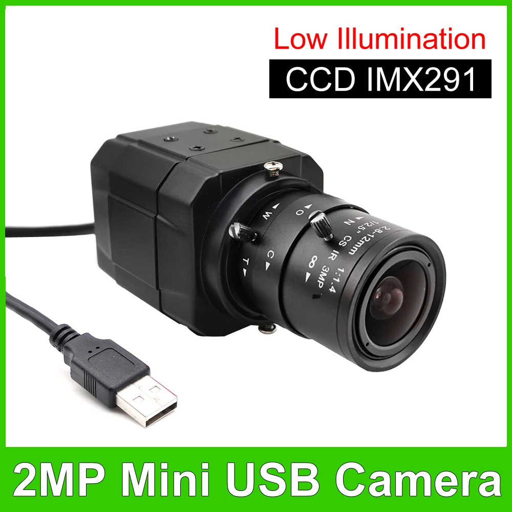 1080P CCD IMX291 Low Illumination Usb Webcam 2.8-12mm Varifocal Lens 2MP High Speed UVC OTG Industrial Plug And Play USB Camera