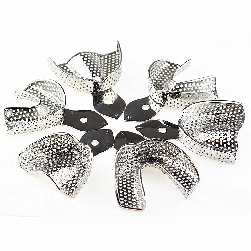 

6pcs/Set Dental Impression Teeth Tray Stainless Steel Autoclavable Oral Care Dentist Tools Lab Instrument Dentistry Tools