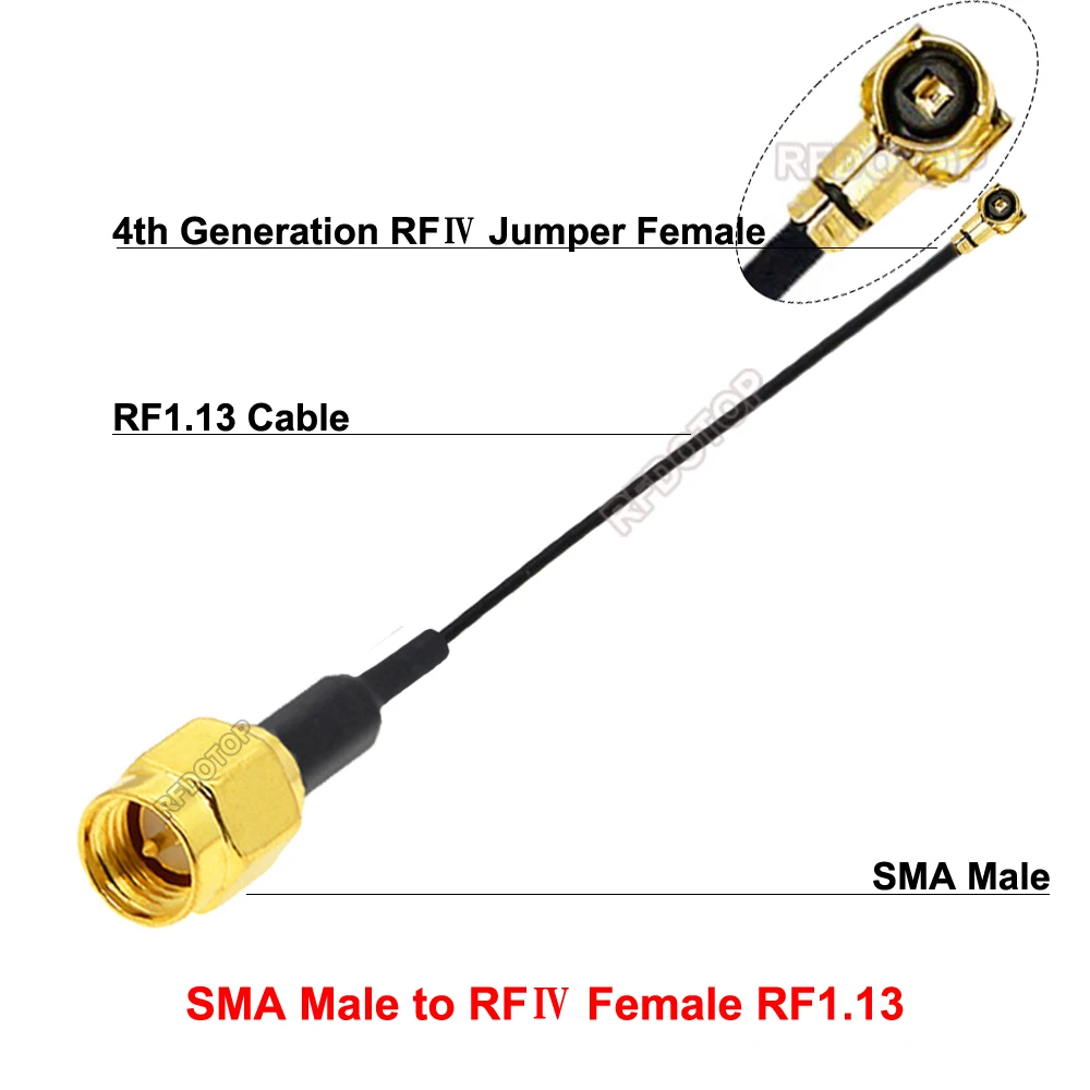 2PCS SMA Male to uFL/MHF4/IPX4 Female Connector RF1.13 Cable Extension Pigtail Router WiFi Antenna MHF4-SMA-50KJ-1.13 RFⅣ Jumper