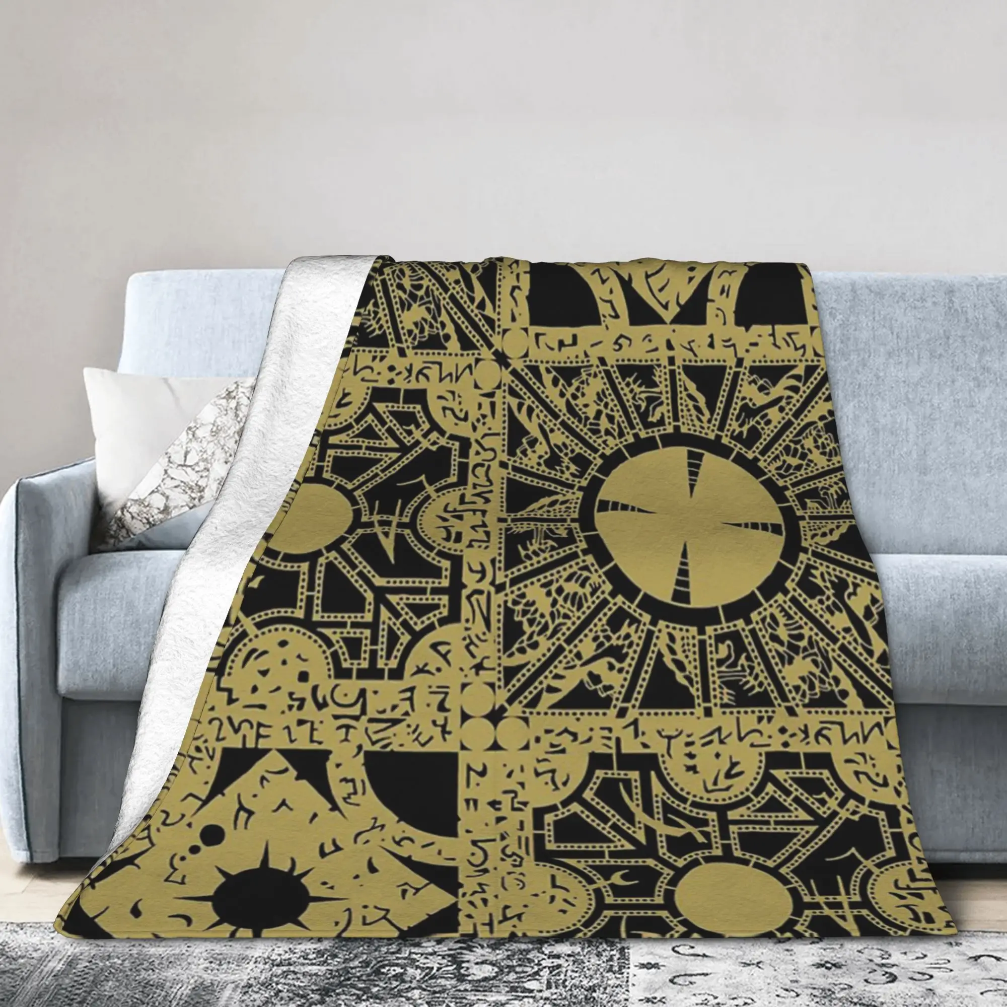 Puzzle Box Pattern Blankets Fleece Summer Air Conditioning Hellraisers  Thin Throw Blanket for Bedding Couch Plush Thin Quilt