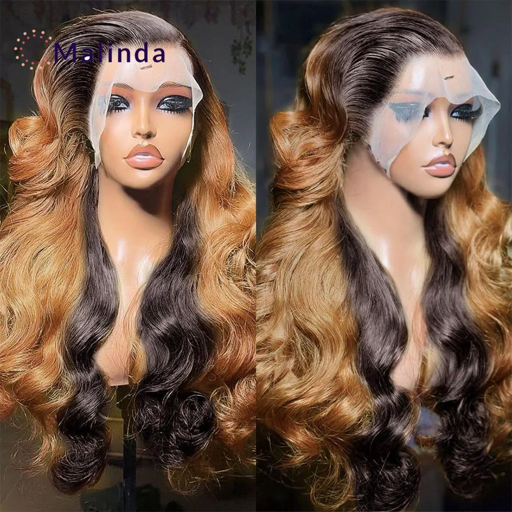 250% Density Honey Blonde 1b 27 Body Wave 13x6 Full Transparent Lace Frontal Glueless Wigs Human Hair Pre Plucked Ready To Wear