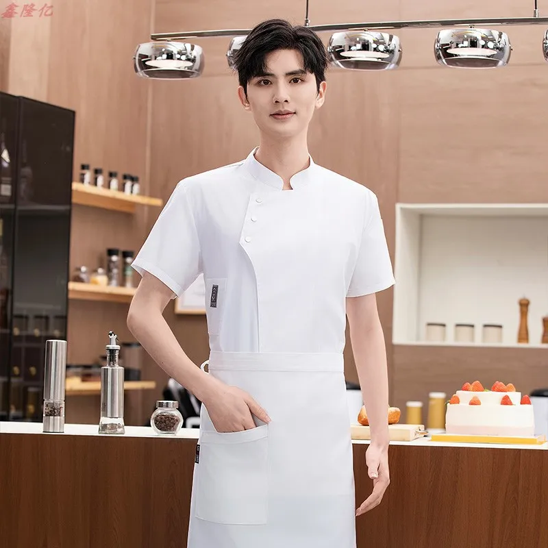 Zomer dun ademend koksjack met korte mouwen voor bakkers, caterers, hotels, restaurants, cafés en keukens