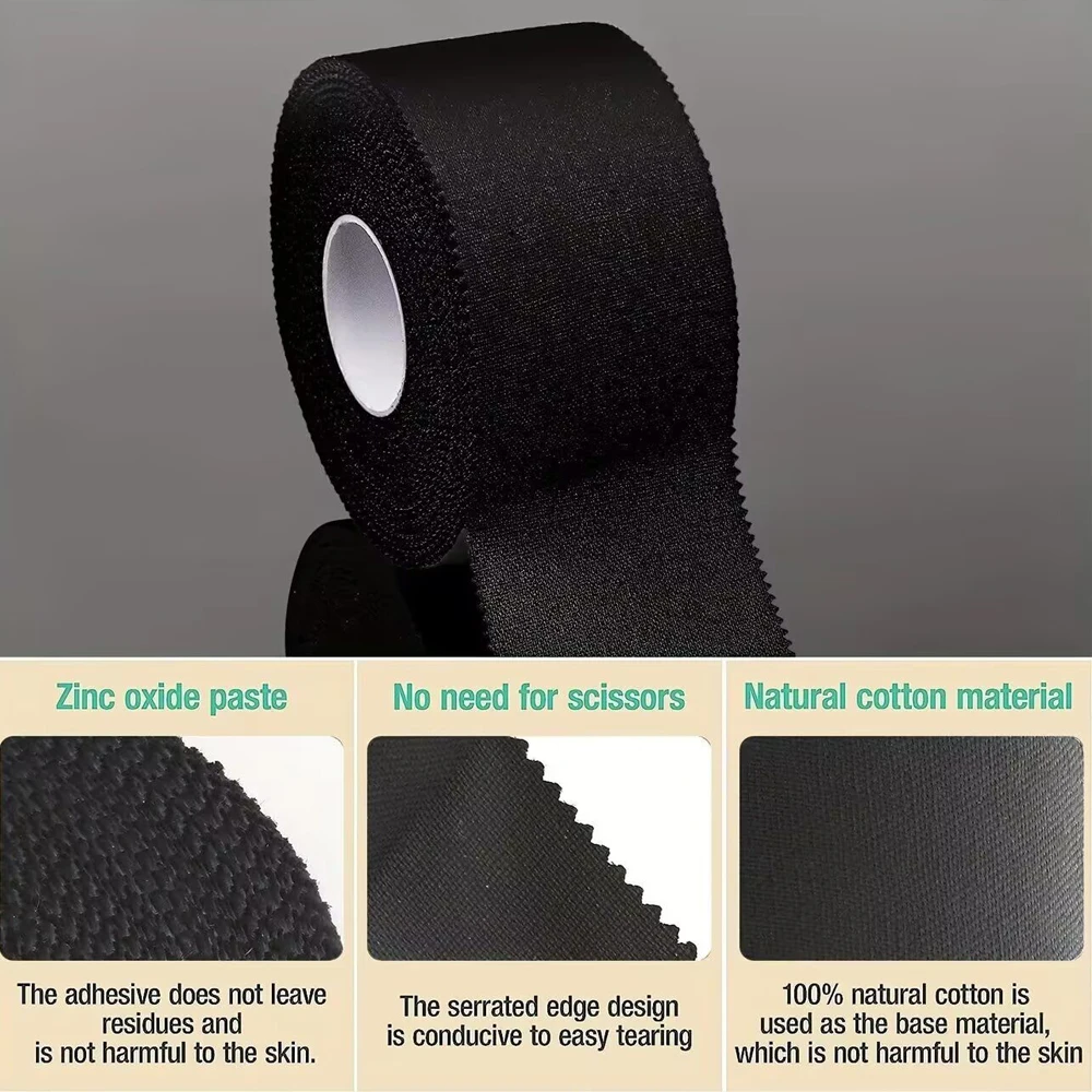 1 Roll Black Athletic Tape - No Residue Sports Tape for Wrestling & Gymnastics, Strong Hold & Easy Wrap, Stretch Support Tape