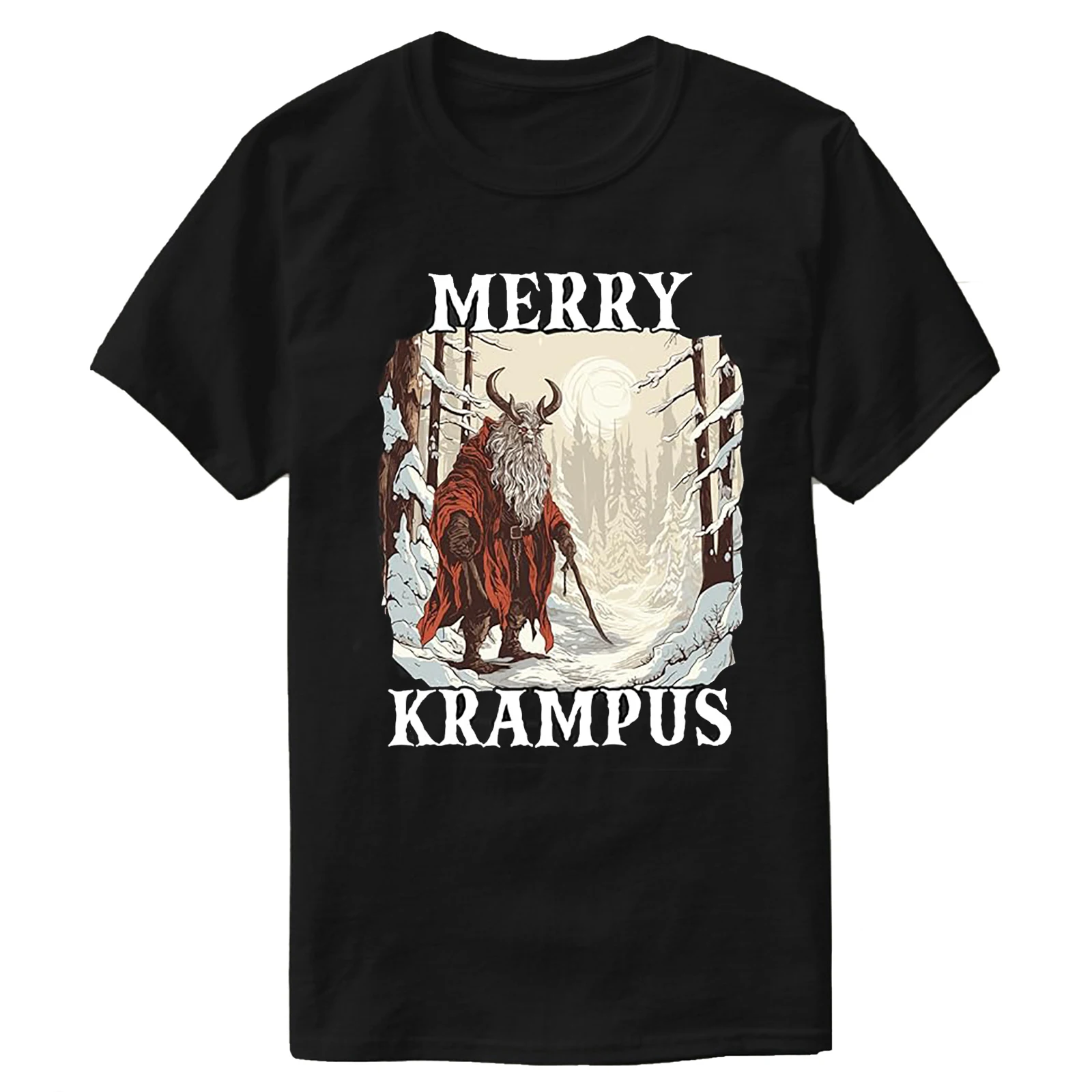 Retro Merry Krampus Christmas T-Shirt 100% Cotton O-Neck Short Sleeve Summer Casual Mens T-shirt Size S-3XL