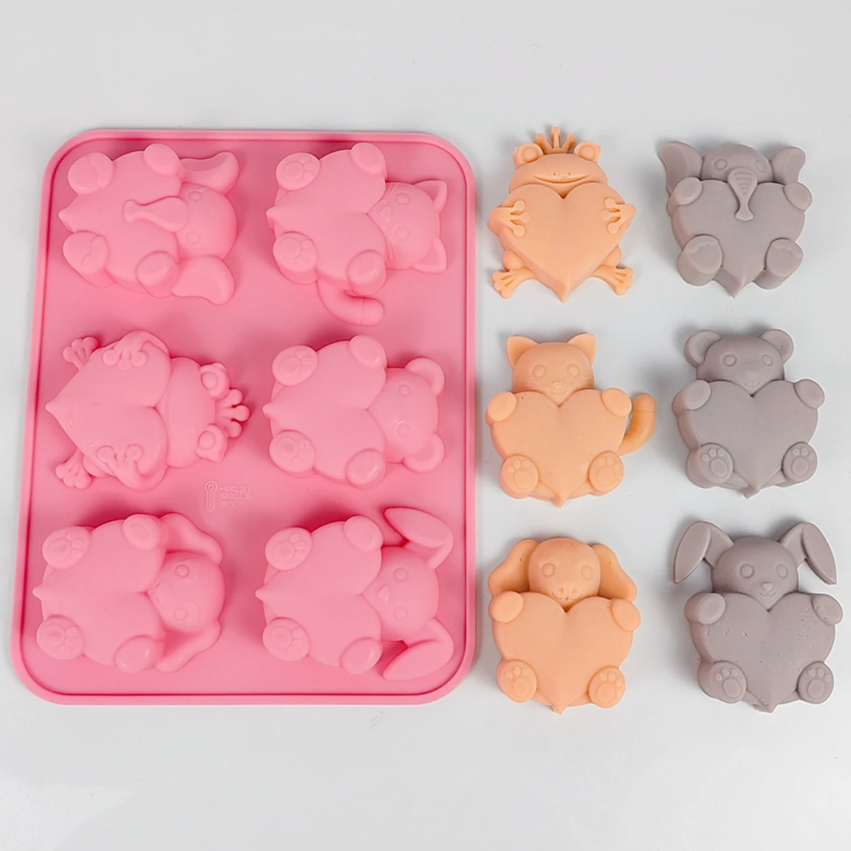 Valentine's Day Animal Rabbit Cat Silicone Soap Mold Kitten Bear Bunny Puppy Love Candle Mould Frog Dog Heart Chocolate Ice Tray