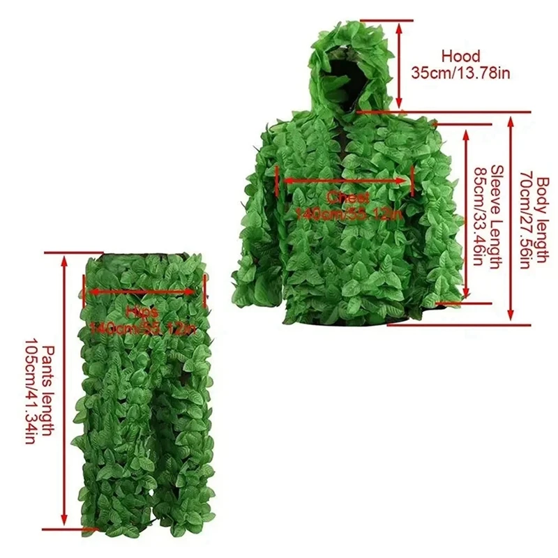 ABNM 3D 생체 공학 사냥 Ghillie 정장 잎 위장 정글 사냥 의류 조류 관찰 의류