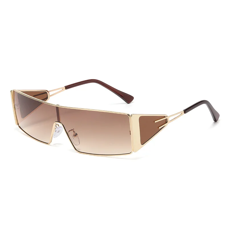 

7035 Stylish Metal Sunglasses for Men Women, Personalized Chic Sun Glasses, Vintage Fashion Futuristic One-piece Shades 604443