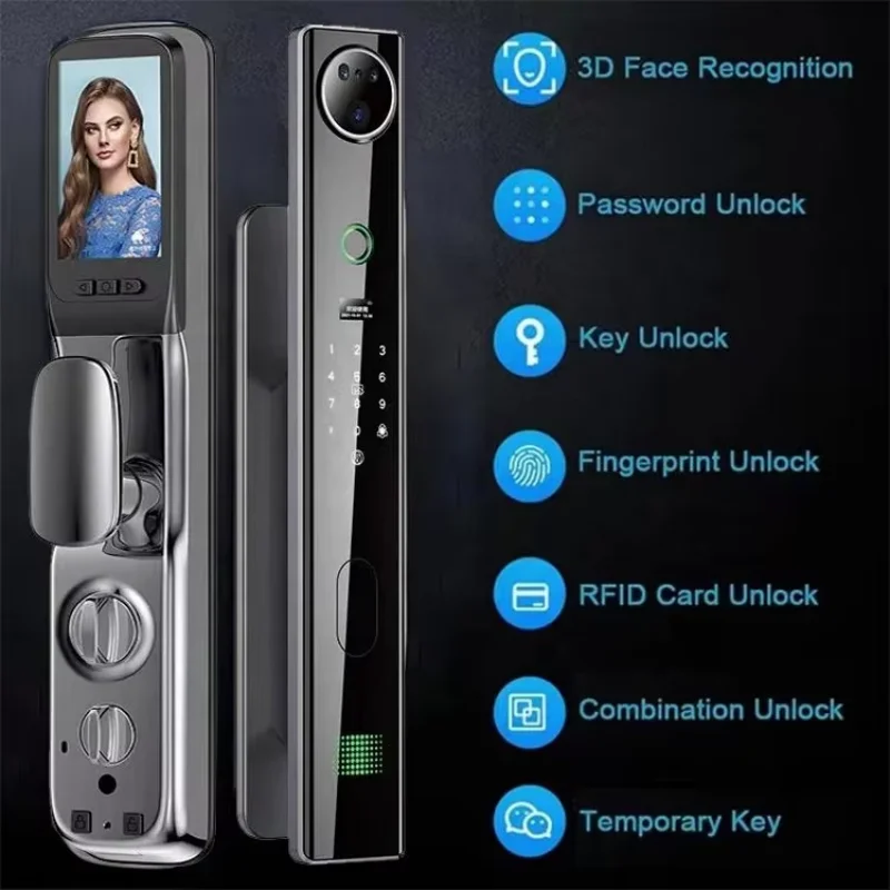 H302 Plus Smart Door Lock 3D Face Recognition Smart Home Door Lock WiFi NFC Digital Electronic Wifi Camera Card Works With tuya