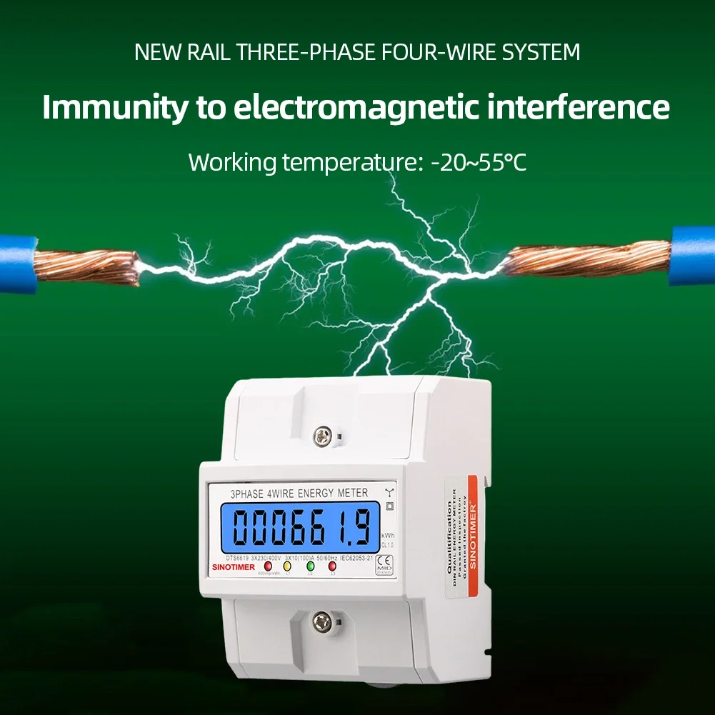 3 fazy 4 przewody KWh miernik 100A podświetlenie LCD miernik energii elektrycznej licznik elektryczny szyny Din 50/60HZ AC 3*230/400V dla biura