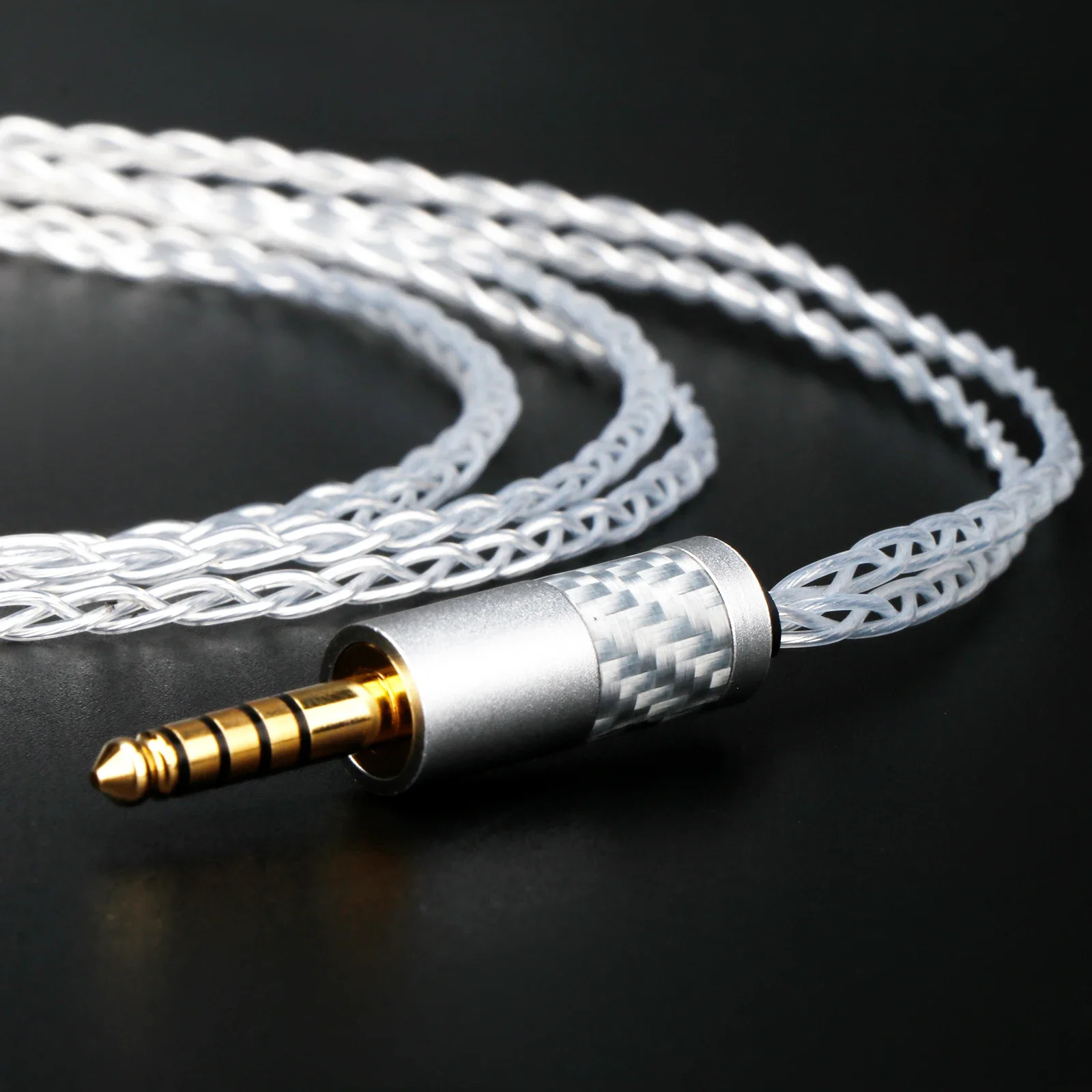 Kabel AUX pemisah Male RCA ganda Jack 4.4mm Premium-panjang dapat disesuaikan, 7N OFC konduktor tembaga berlapis perak, berlapis emas