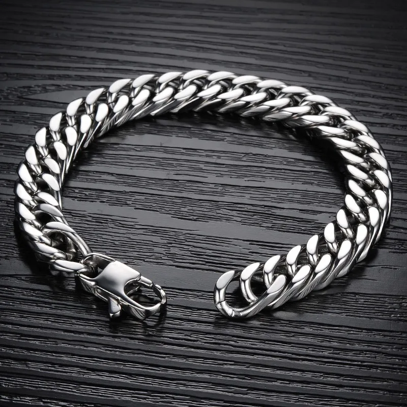 Neues 10MM Armband mit Seitenkette aus Edelstahl für Herren und Damen, Modischer Einfacher Verlobungs- und Hochzeitsschmuck, Hochwertige Geschenke für Partys