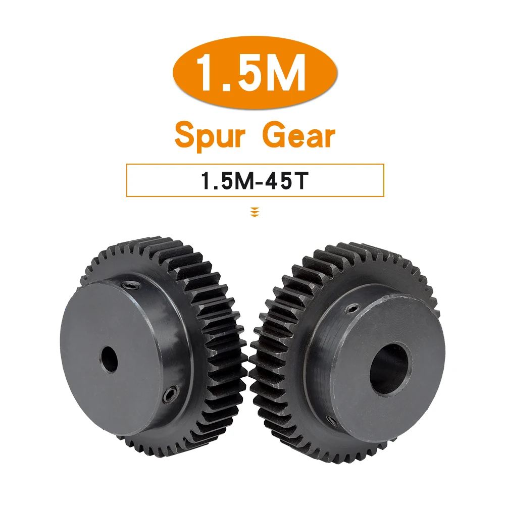 

Spur Gear 1.5M 45T SC45#Carbon Steel Blackening High Frequency Quenching Gear Bore Size 8/10/12/15/16/17/19/20/25 mm