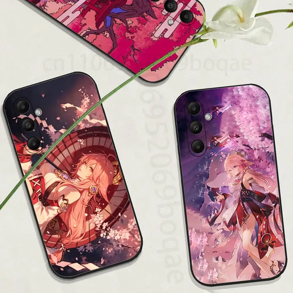 

Y-Yae Miko G-Genshin Impact Phone Case For Samsung Galaxy A73,23,53,33,24,72,22,52,32,54,A34 Ultra Protective Phone Shell