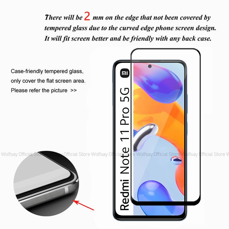 2/4PCS Tempered Glass For Xiaomi Redmi Note 11 Pro 5G Screen Protector For Xiaomi Redmi Note 11 Pro 5G Full Glue Protective Film